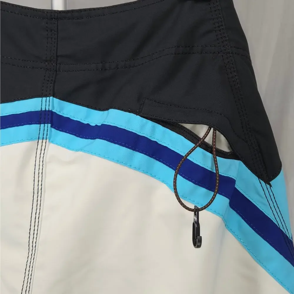 Reef Board Shorts Mens 32‎ Surf Swim Trunks Beach Quick Dry Blue White Black - Picture 9 of 13